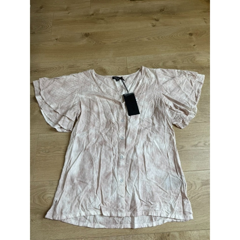 NWT Dear John flutter sleeve button up short sleeve grapefruit mella boho sz XS